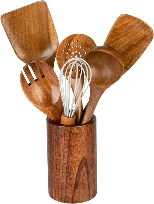 Conjunto de utensílios de cozinha de madeira - Cozinha Nobre - kit com 7 peças